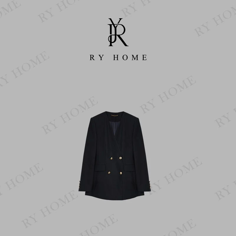 【容雨RYHOME】羊毛设计感V领时尚西装外套253W2341