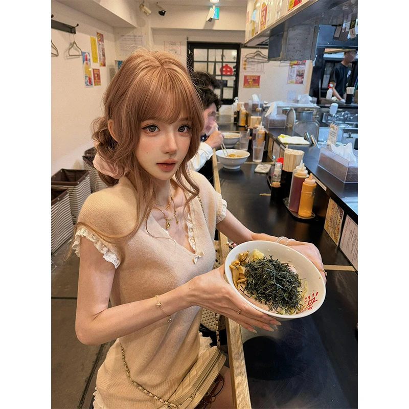 2025新款女夏季法式气质小众设计感蝴蝶结针织短袖T恤上衣半身裙