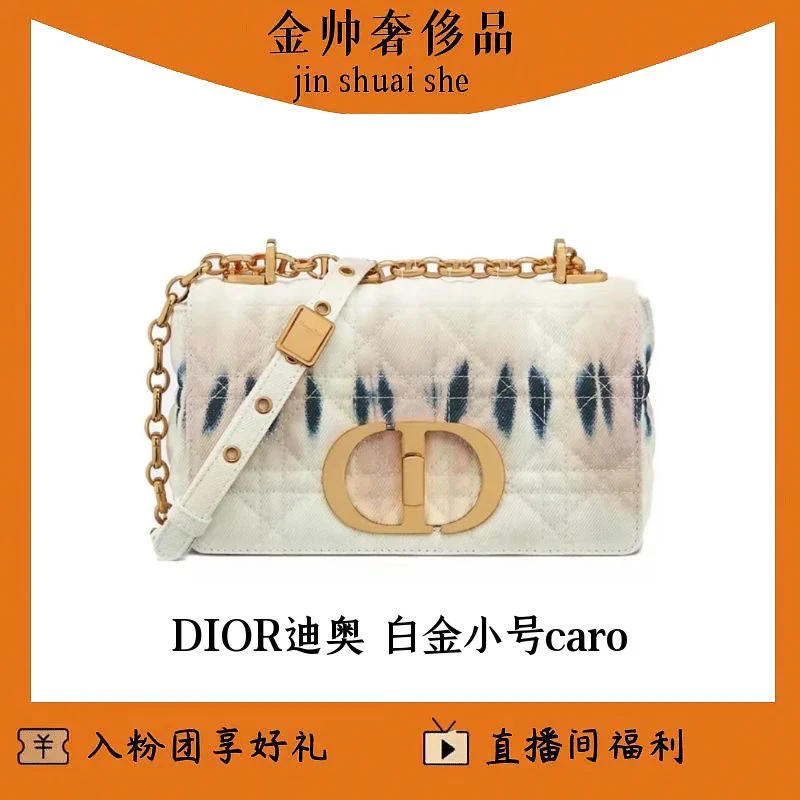 99新 DIOR/迪奥 白金/小号/caro/单肩包/B4204