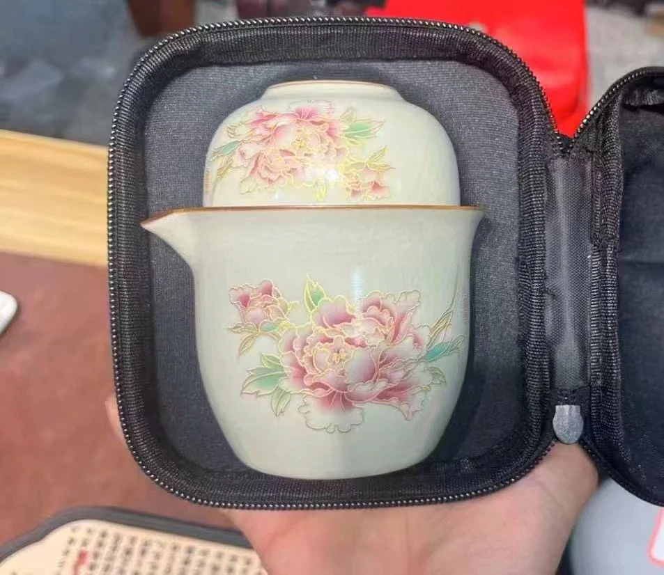 A265汝窑一壶四杯旅行茶具