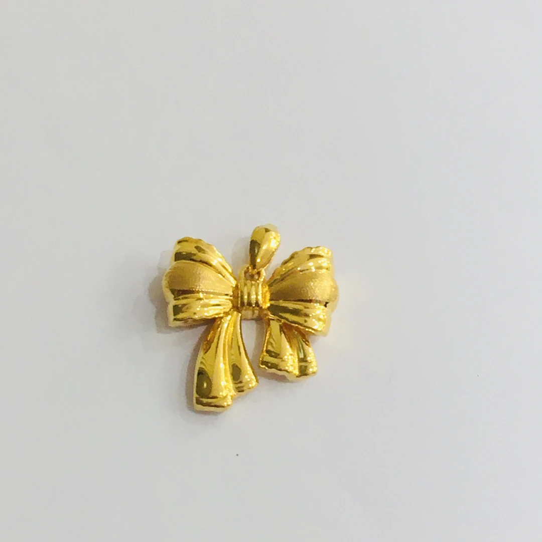 黄金足金蝴蝶结吊坠挂坠百搭时尚
