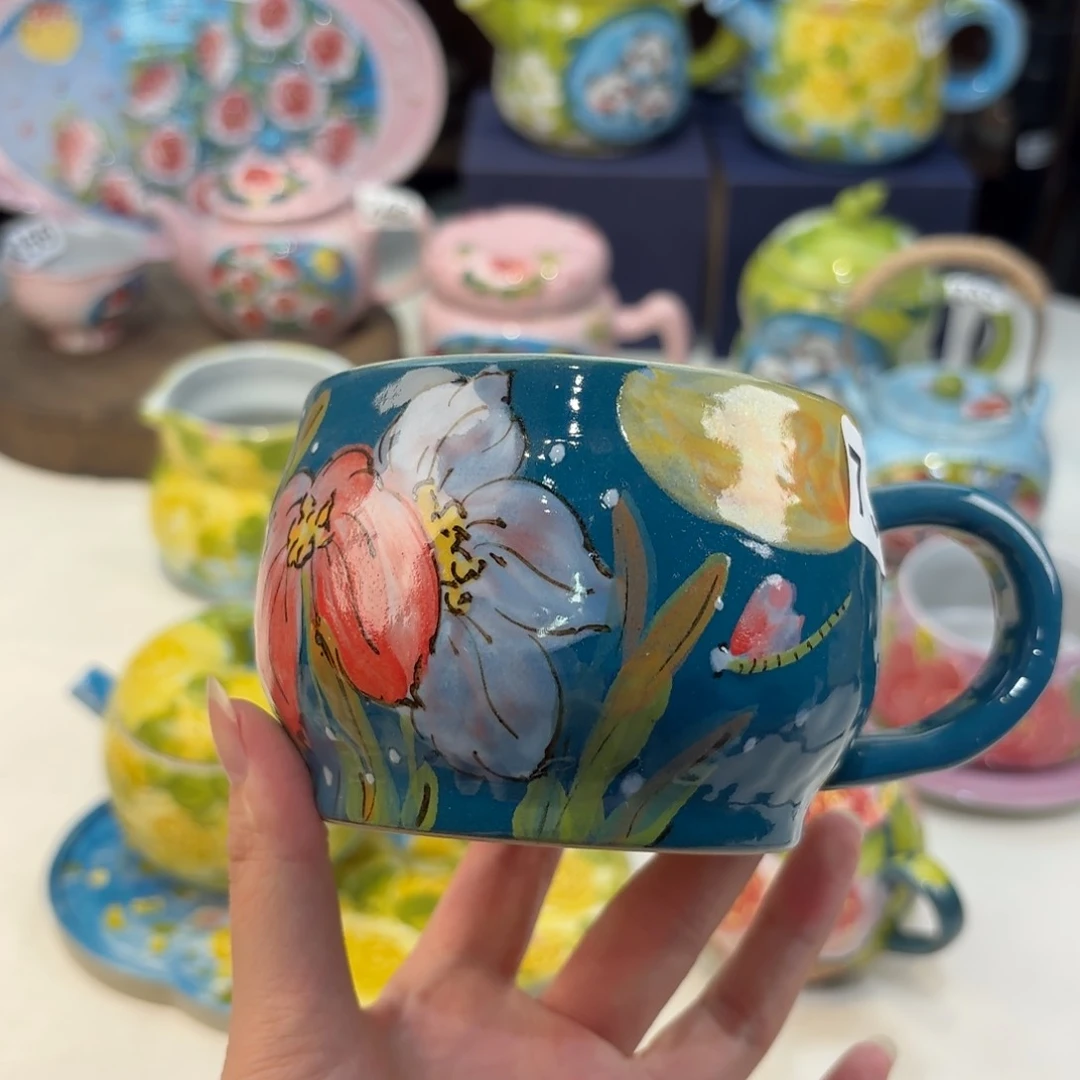 景德镇手绘高温釉下彩陶瓷茶具