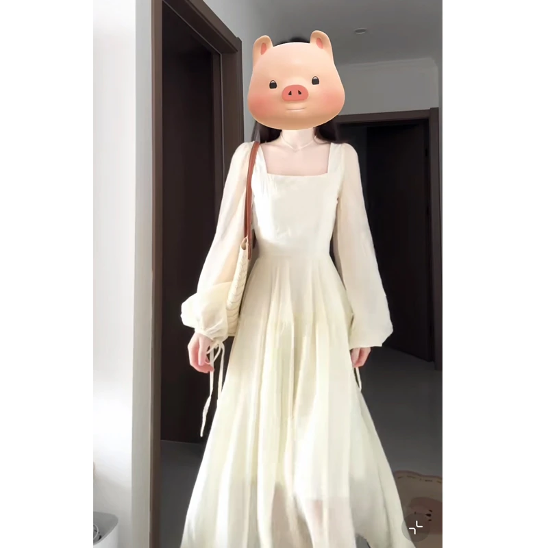 大码女装春夏新法式森系超仙显瘦收腰连衣裙胖MM公主裙温柔风长裙