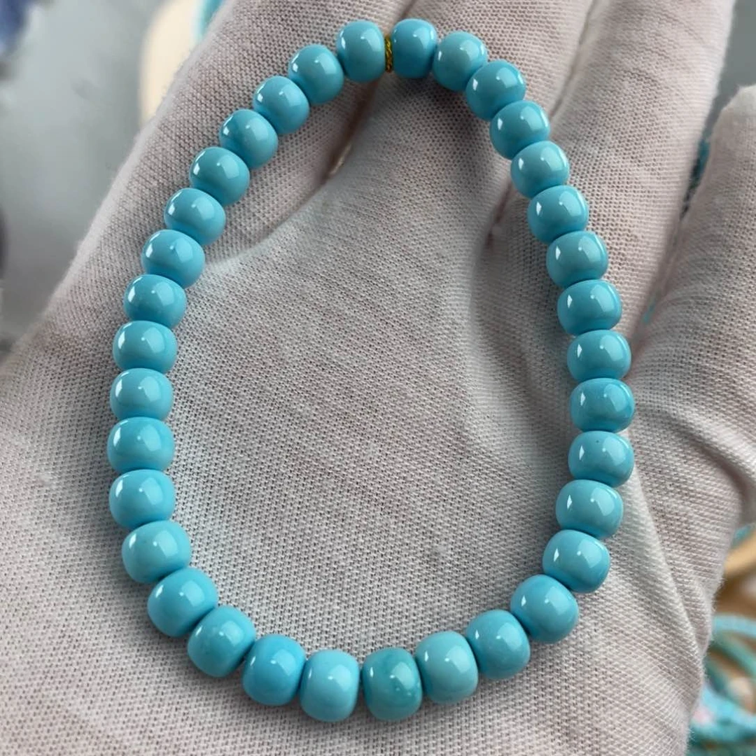 绿松石手链未镶嵌云盖寺精品高瓷高蓝手串卡6+