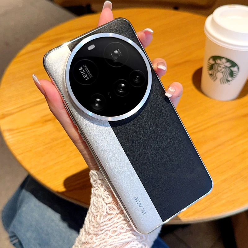 电镀金属边适用小米13Ultra手机壳高级皮纹壳xiaomi14全包防摔高