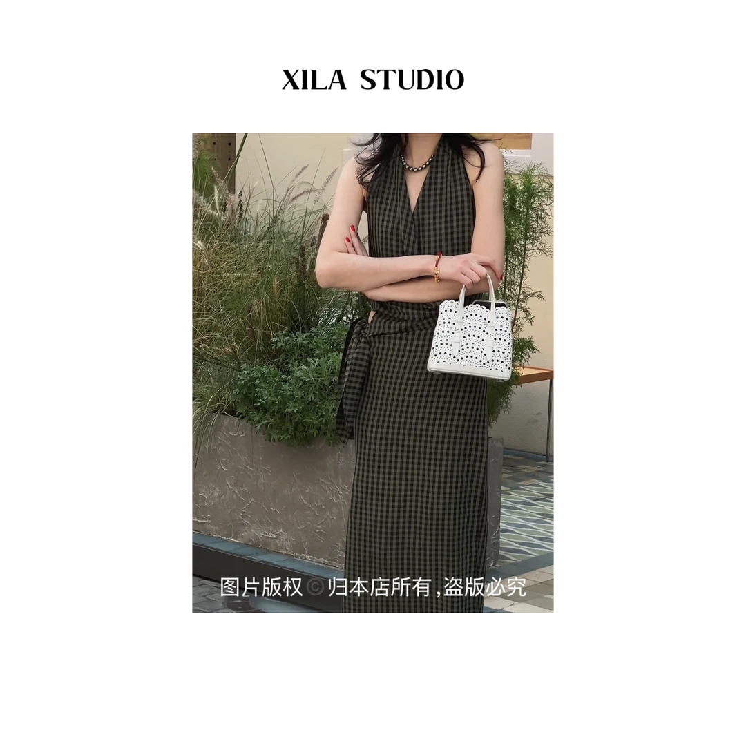 【XILA】日本进口三醋酸定制格纹纱两件套套装