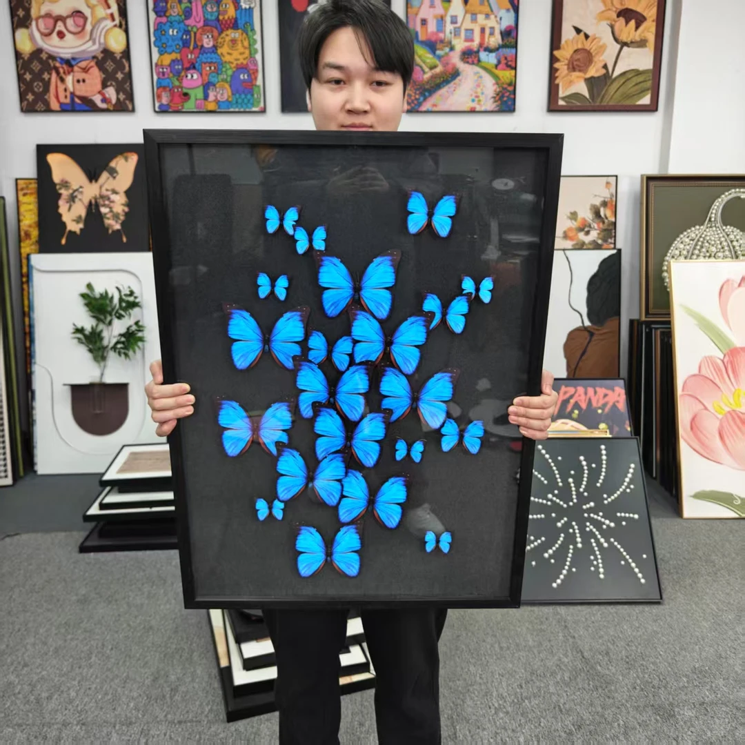 AA新款手工立体沙发画客厅光影蝴蝶装饰壁画6080