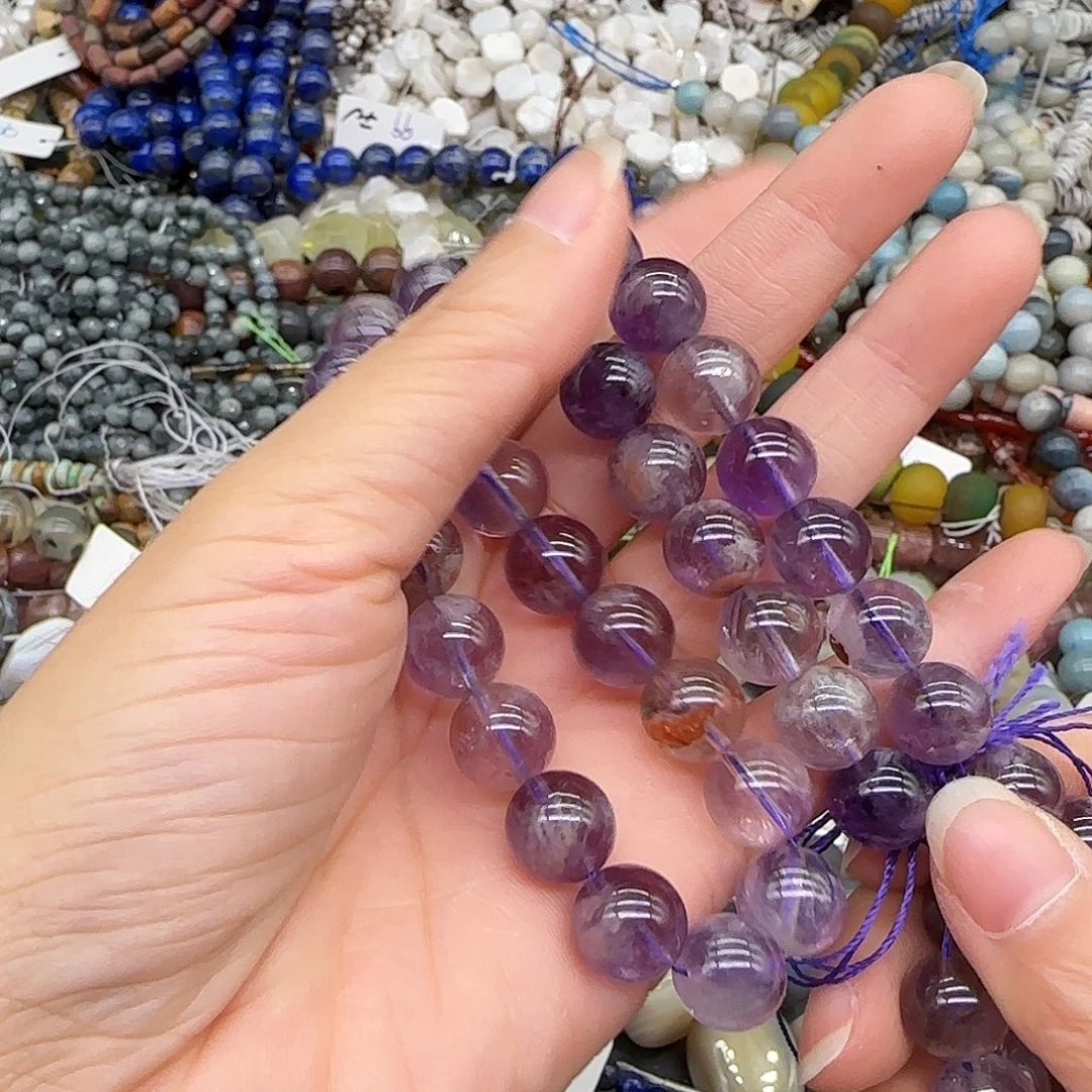 合金玛瑙/玉髓珠宝半成品紫幽灵10mm一条