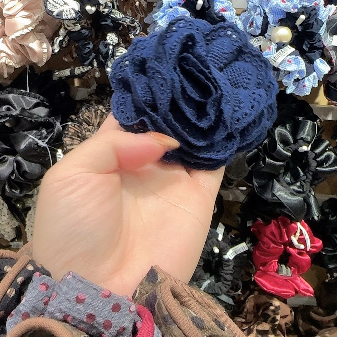 皮质非金属玫瑰花发圈