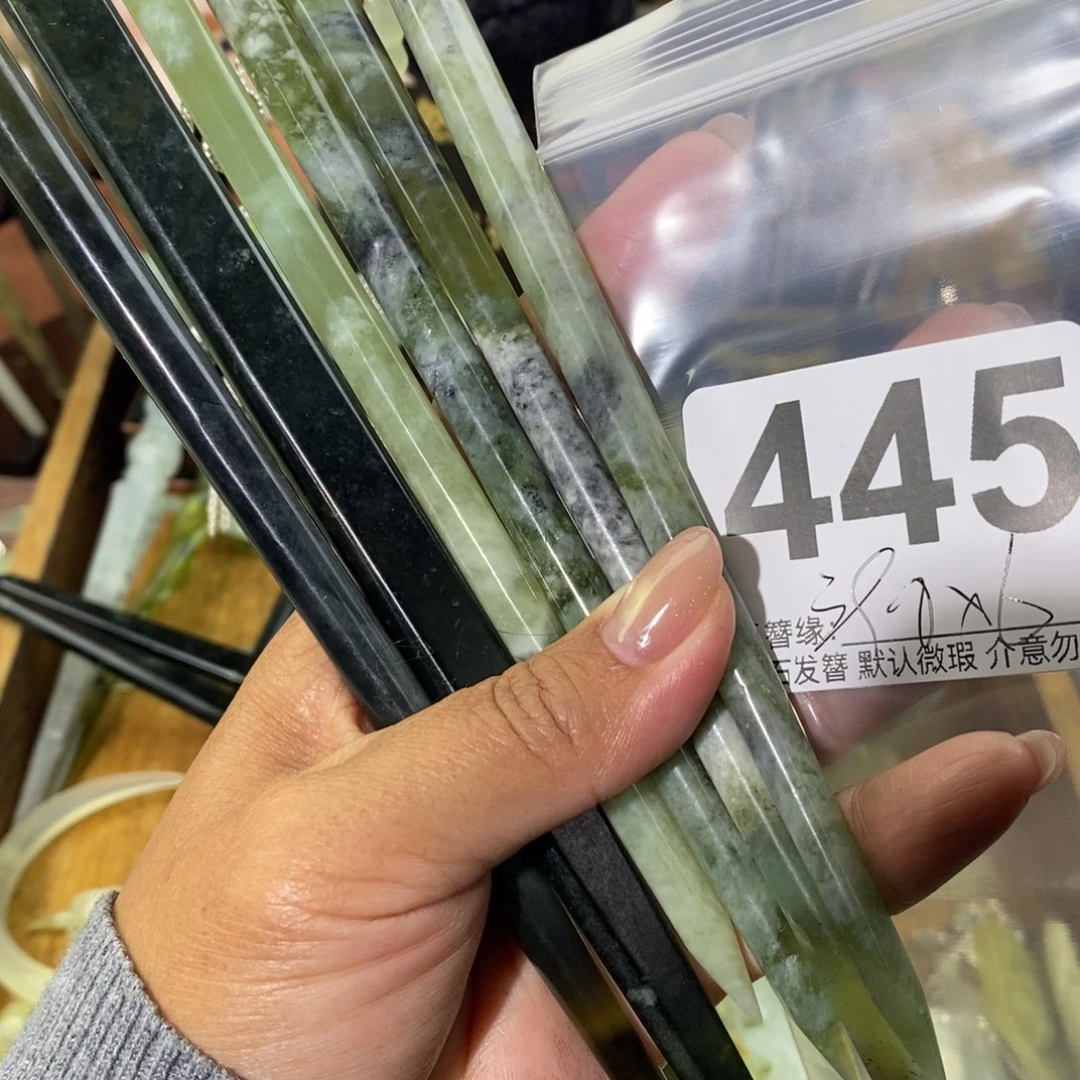廣***霞蛇纹石玉未镶嵌发饰