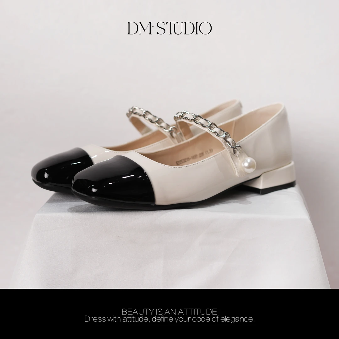 DEDM•STUDIO/精致法式个性撞色复古小香风低跟玛丽珍单鞋253215-1