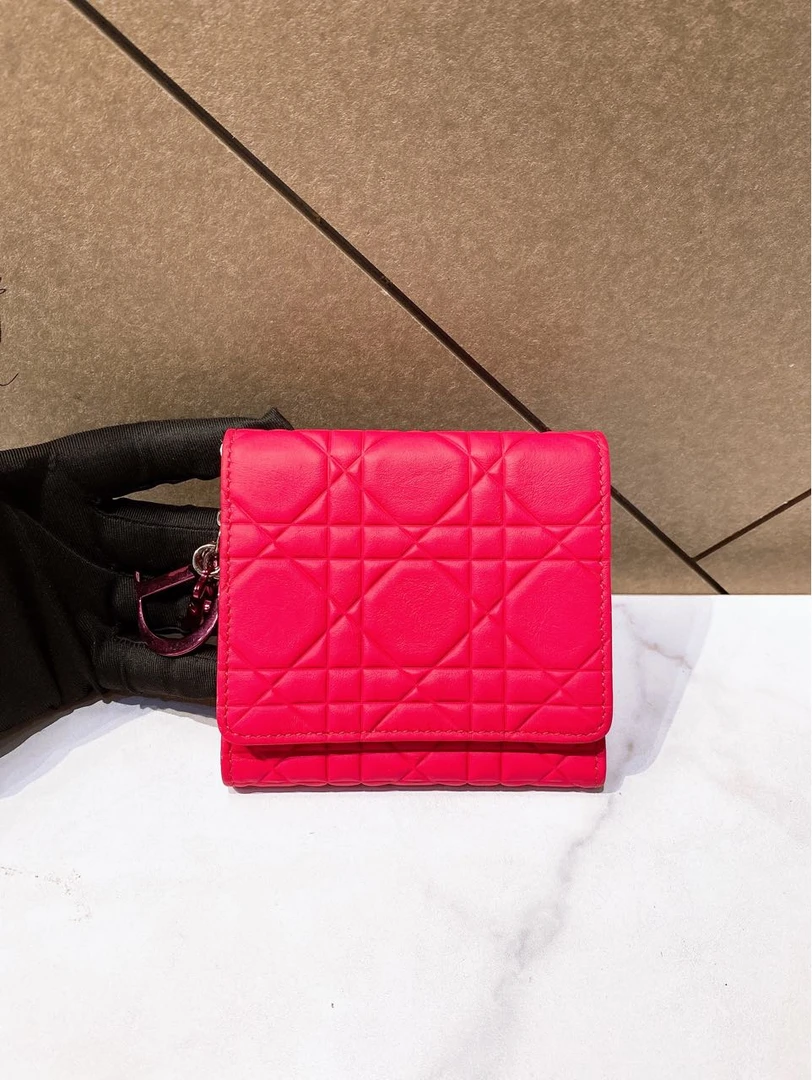 95新 DIOR/迪奥 帝爵鹏哥直播专享/玫红短款钱包