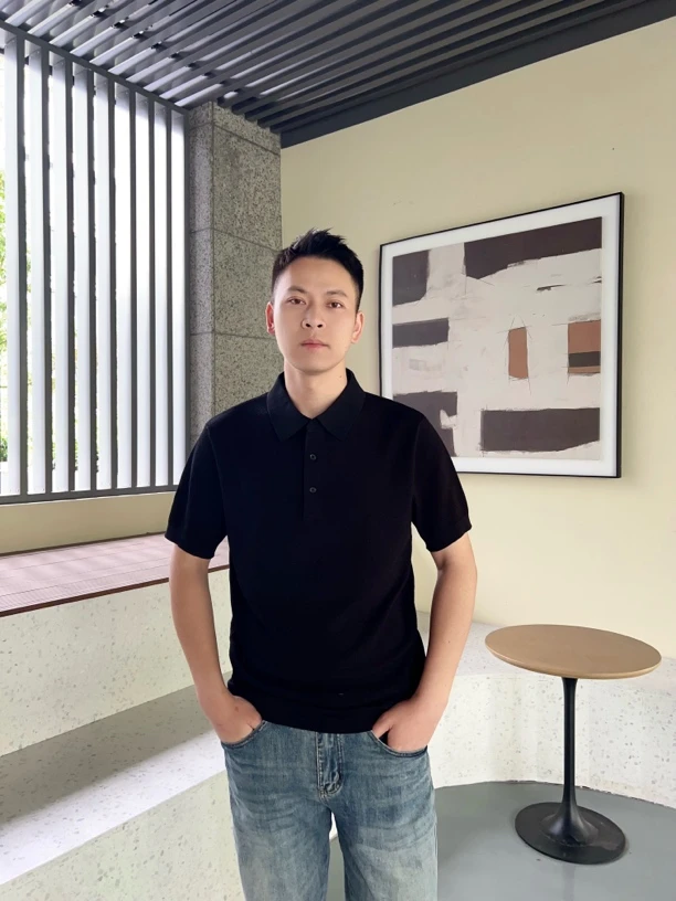 高级肌理感冰丝POLO衫老钱针织短袖凉感透气百搭短袖恤