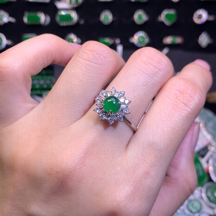 【闪购商品】翡翠戒指银S925镶嵌天然翡翠