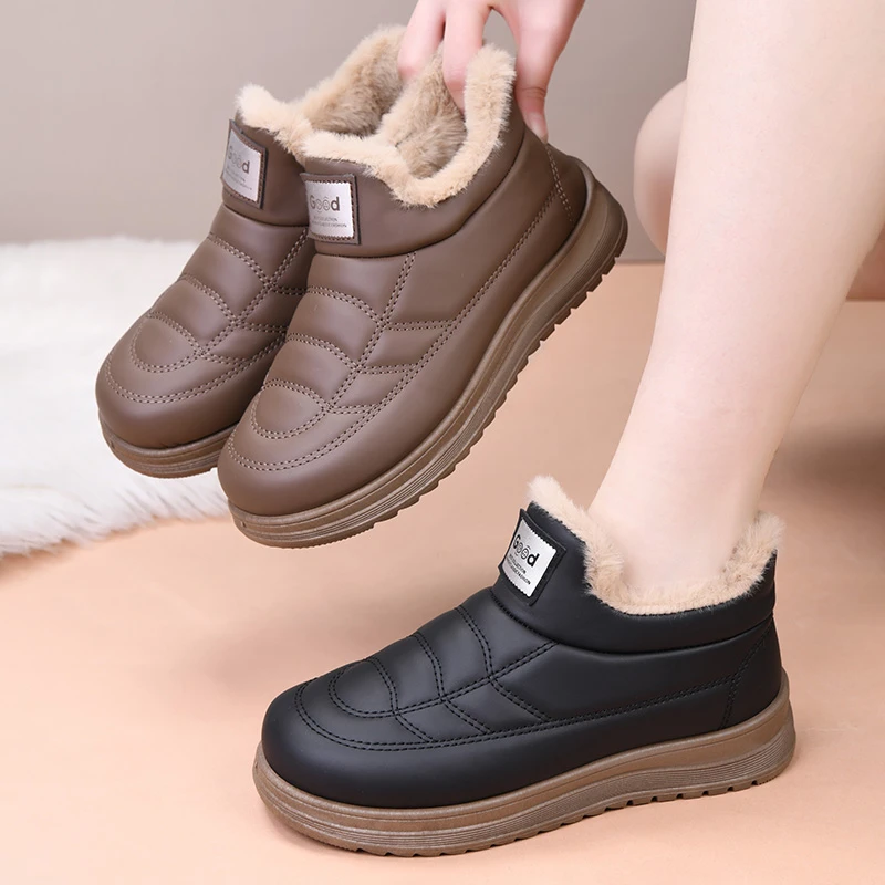 雪地靴女2025冬季加绒加厚防水防寒保暖老北京棉鞋软底防滑面包靴