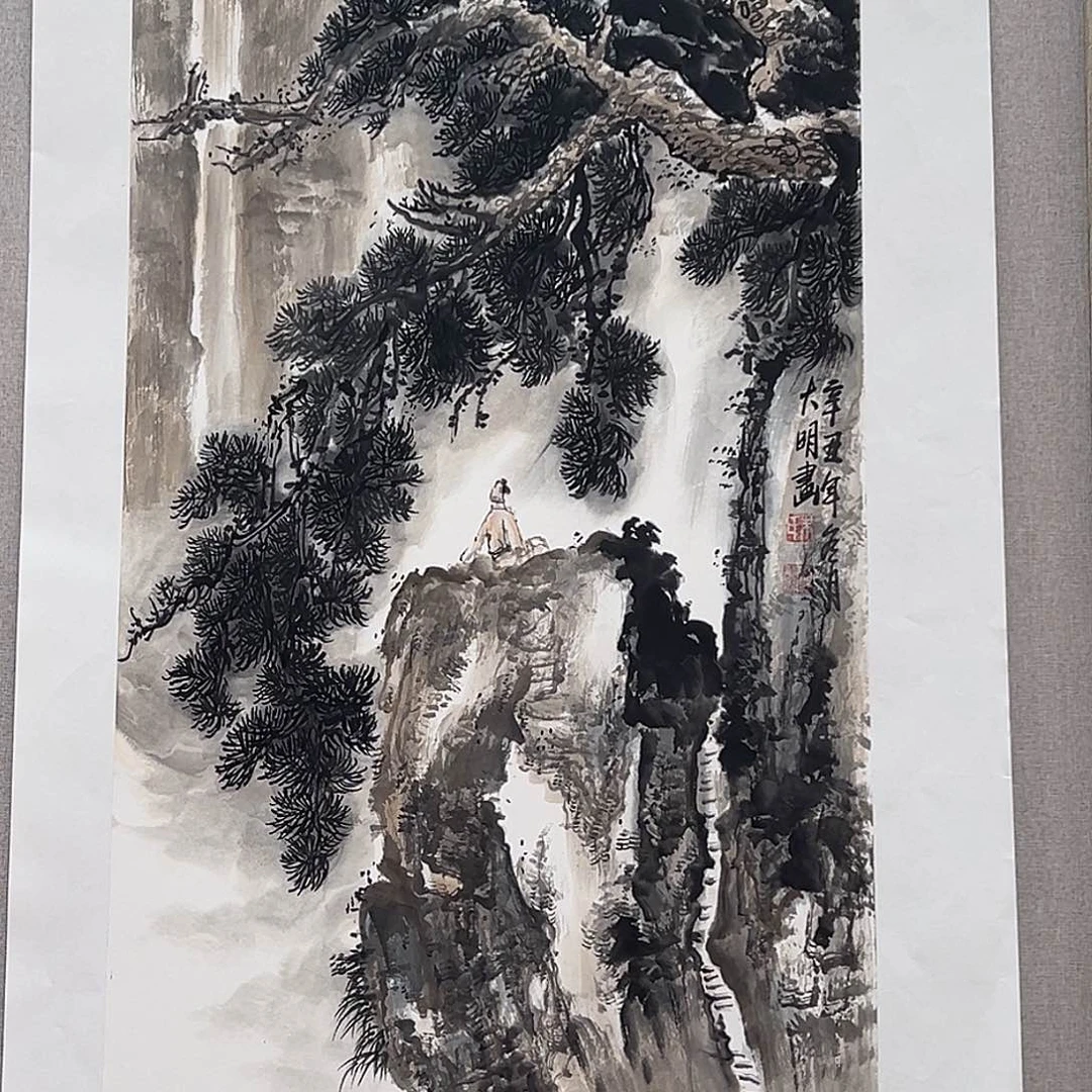 国画朱大明原作溯源带证件合影视频