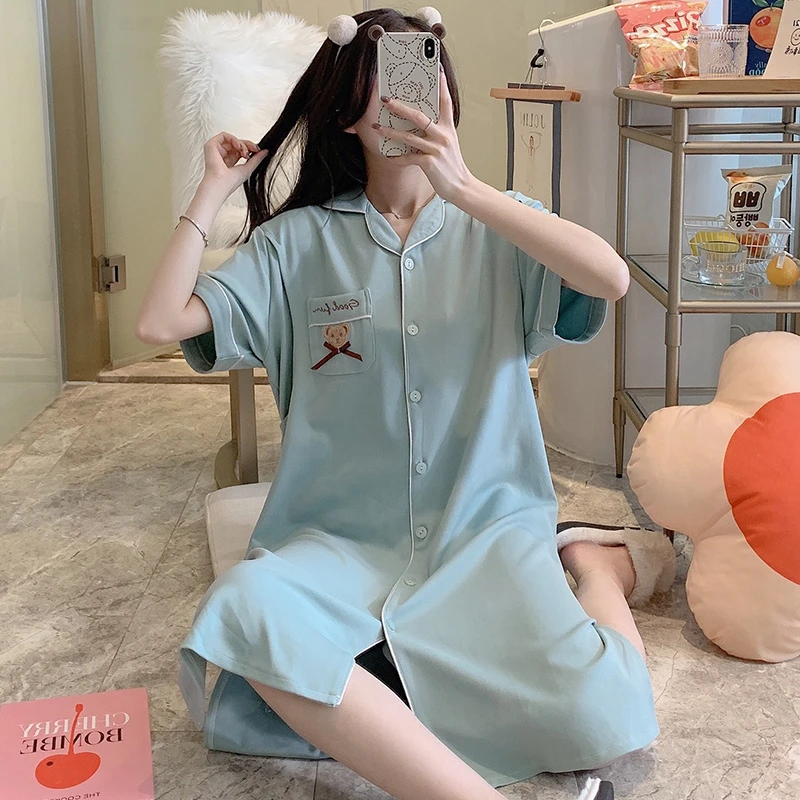 【亏本清仓】短袖哺乳睡裙夏季薄款产妇喂奶孕妇睡衣纯棉月子服产后