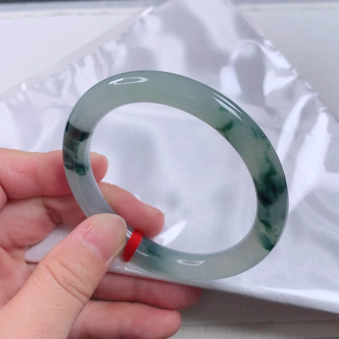 未镶嵌手镯翡翠 圆条冰飘花②⑥②