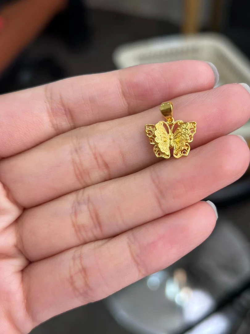 不支持7天 9.26中秋国庆双节特惠 足金999  双层花丝小蝴蝶吊坠y