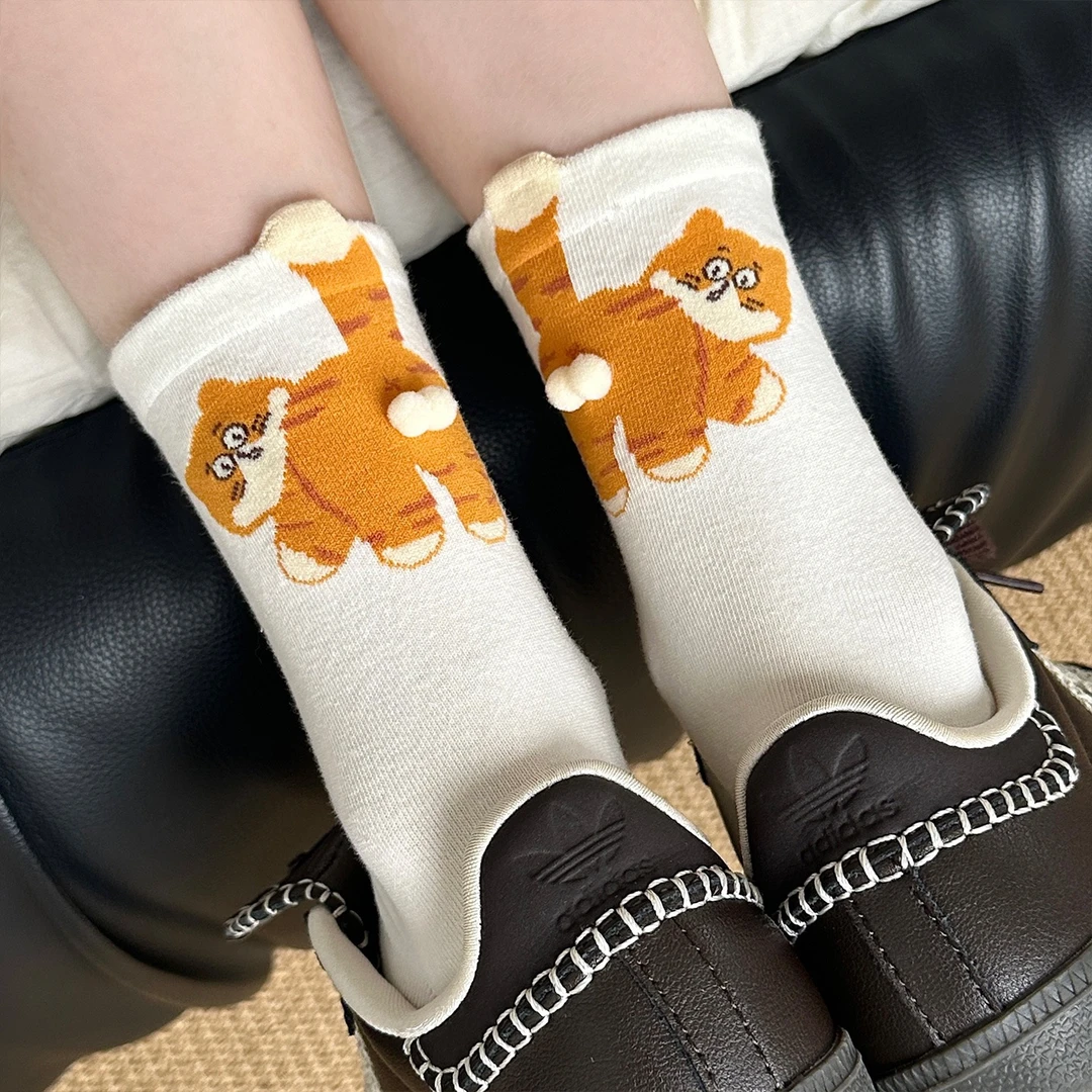 可爱立体猫咪蛋蛋中筒袜袜子界的显眼包秋冬个性趣味袜子减龄春秋