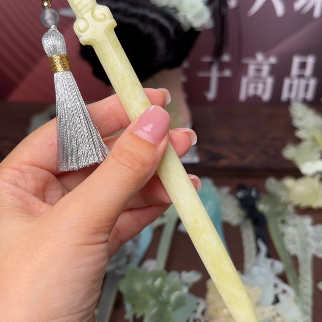 蛇纹石玉合金发饰