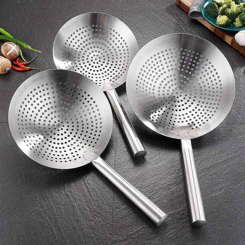 加厚不锈钢大号油鼓漏勺沥水捞面油炸火锅过滤网家用厨房滤油商用
