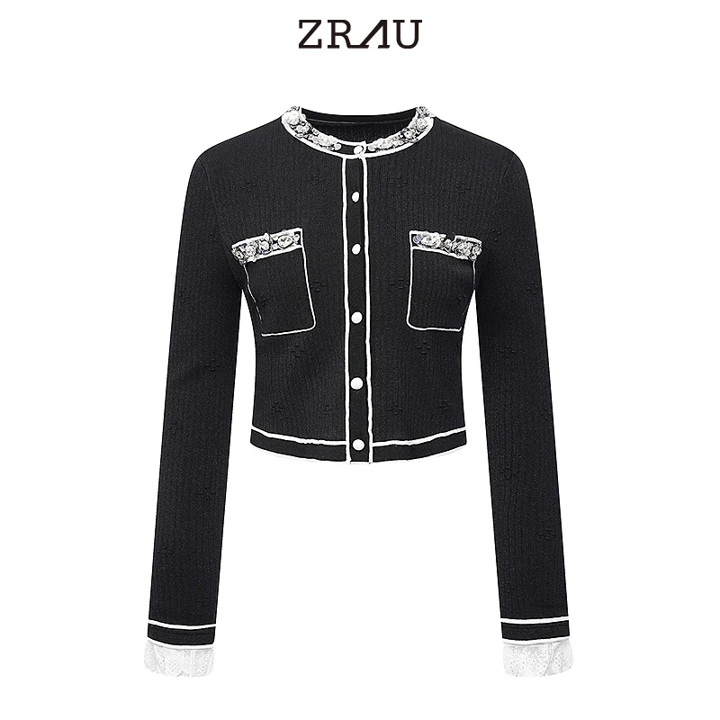 ZRAU轻柔精致感珠片花卉显瘦开衫Z1241M0028