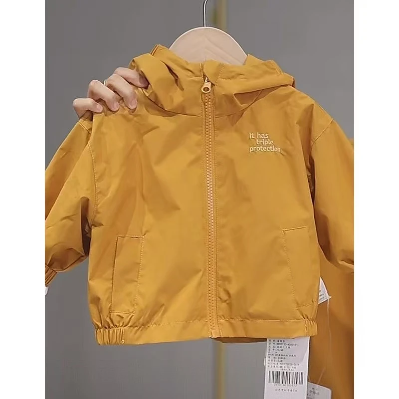 【三防软壳攀登冲锋衣】男女童连帽上衣春秋新款宝宝上衣绣花外套