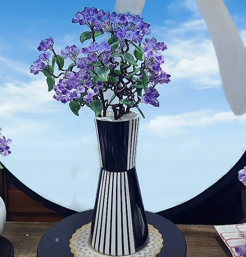 【卓越轻奢原创】现代轻奢聚宝盆温馨款天然紫水晶陶瓷摆件