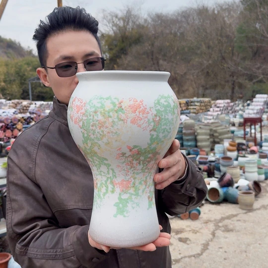 紫砂花盆口17高32（一个美人鱼姹寂胡巴白色