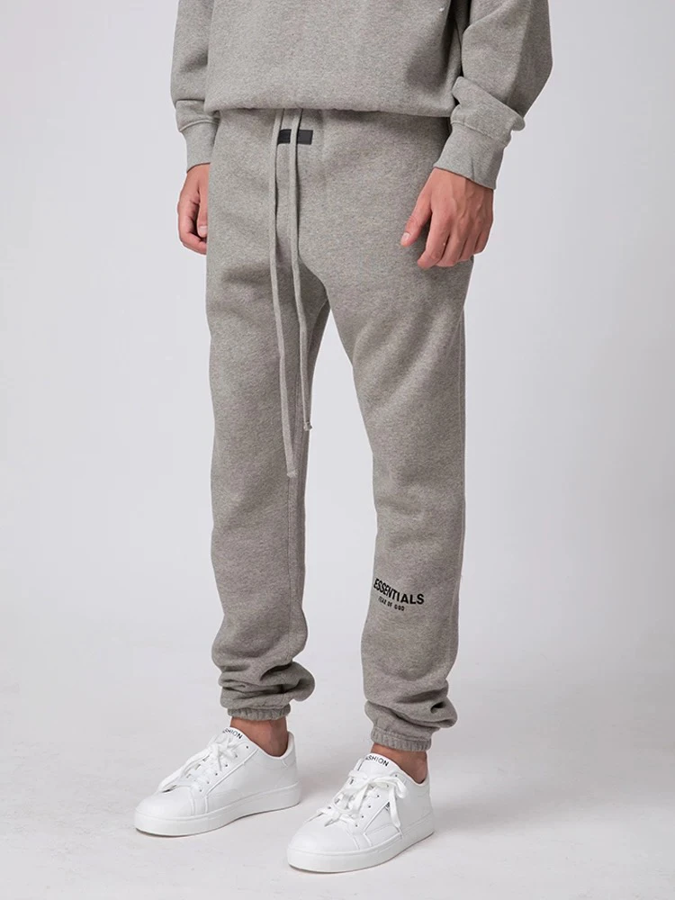 第八季束脚裤 加绒纯色Logo植绒束脚长裤针织运动裤