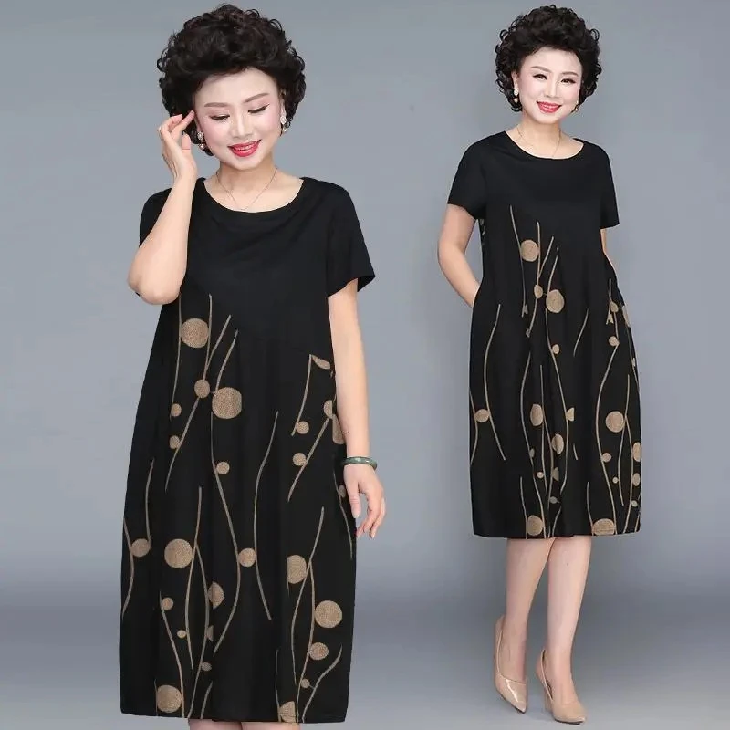 连衣裙2025年新款夏季女装高端洋气减龄遮肚显瘦妈妈大码胖mm裙子