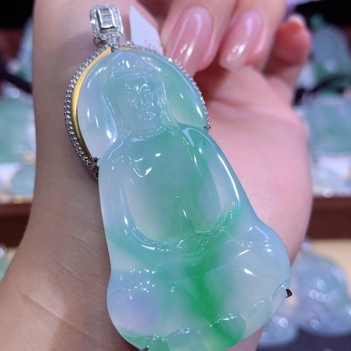 翡翠18K金镶嵌吊坠(不含链)