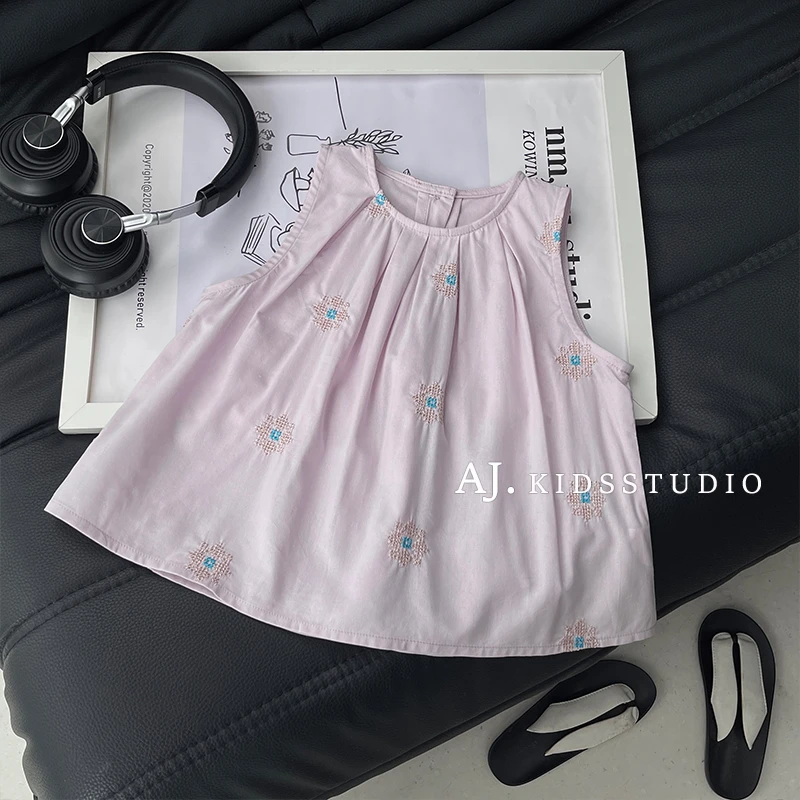 现货【粉雾山茶】阿卷夏装儿童时尚经典粉色休闲无袖背心MPG6551