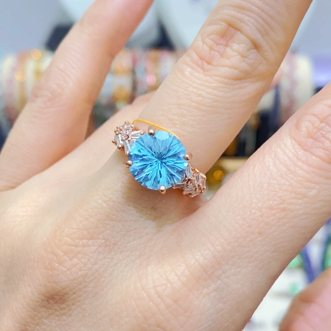 托帕石戒指银S925镶嵌