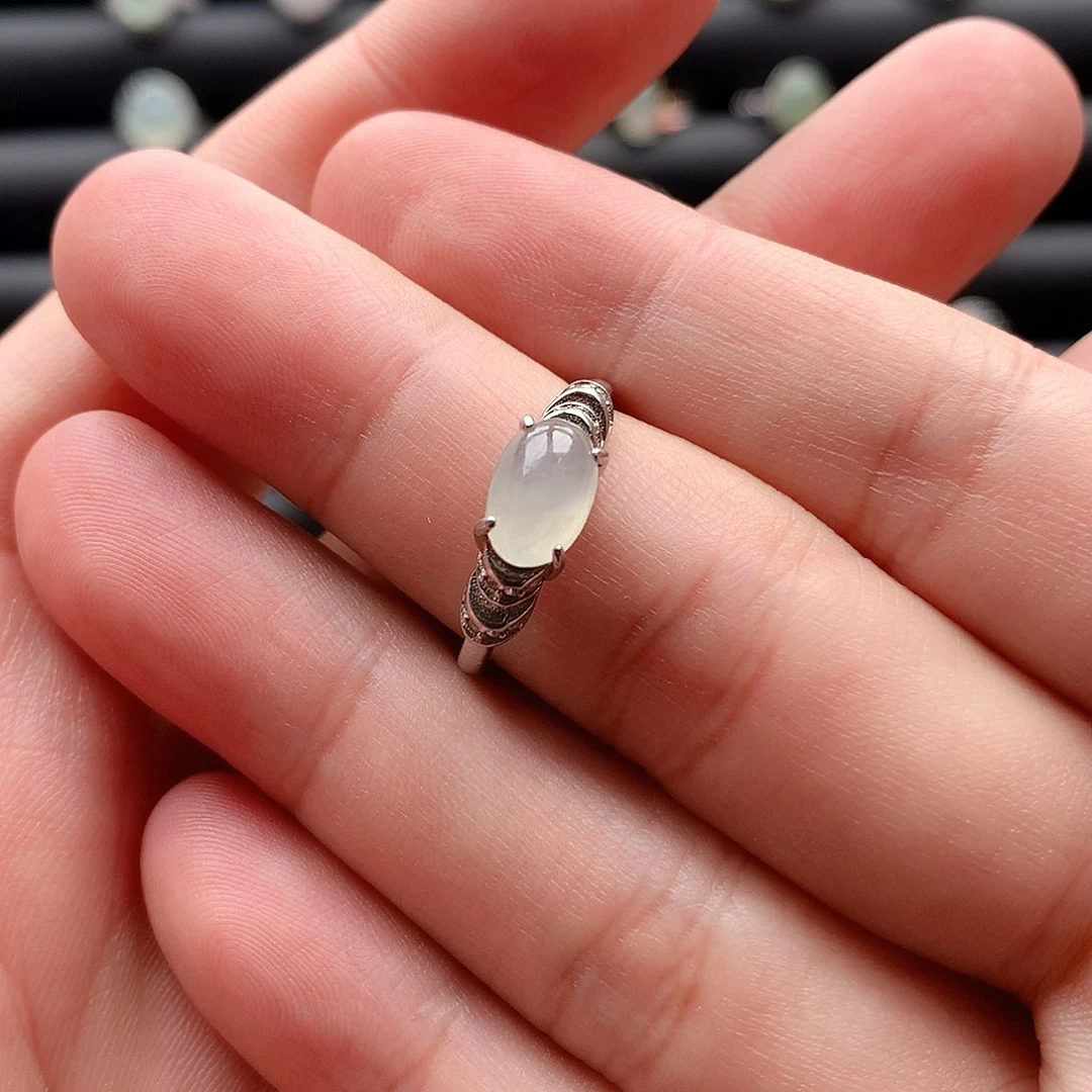 翡翠戒指银S925镶嵌0244