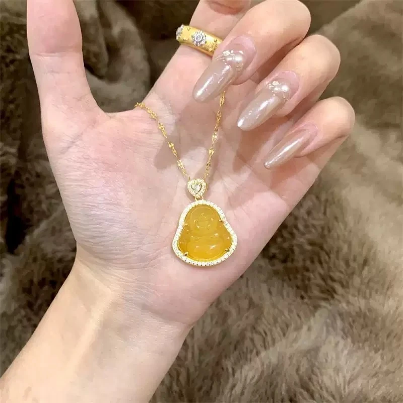 链子925银树脂 新中式镶钻佛公吊坠项链322