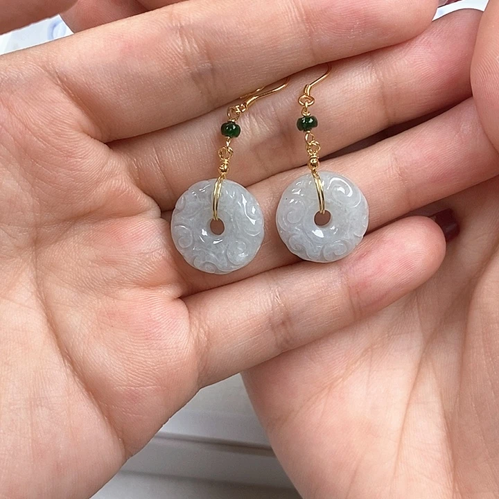 翡翠银S925镶嵌耳饰