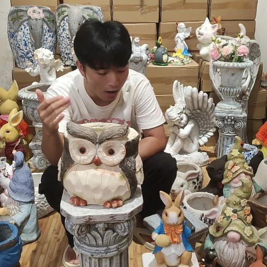 合成树脂猫头鹰花盆