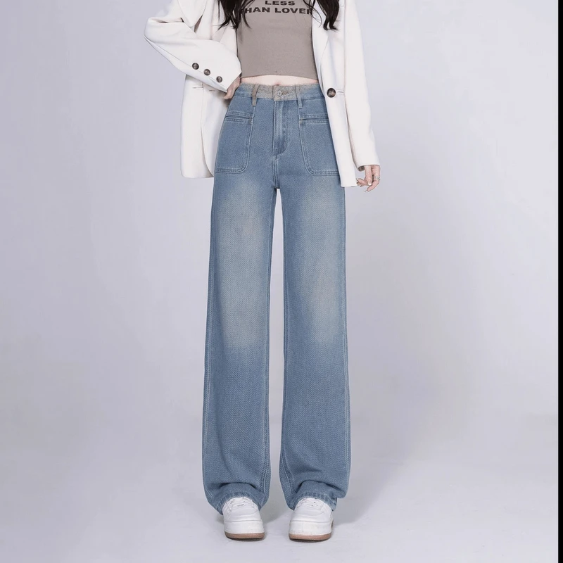 （七彩祥云）春季新款高腰窄版直筒显瘦时尚百搭女士牛仔裤700