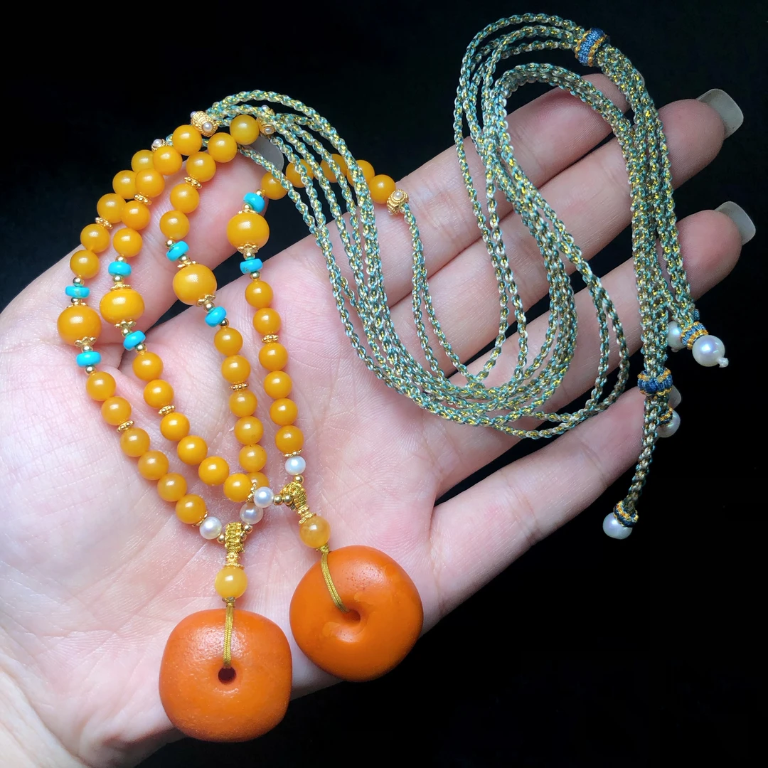 【云上叙】蜜蜡饼子项链-多样性发其一-随型-V37481-M(甄选)