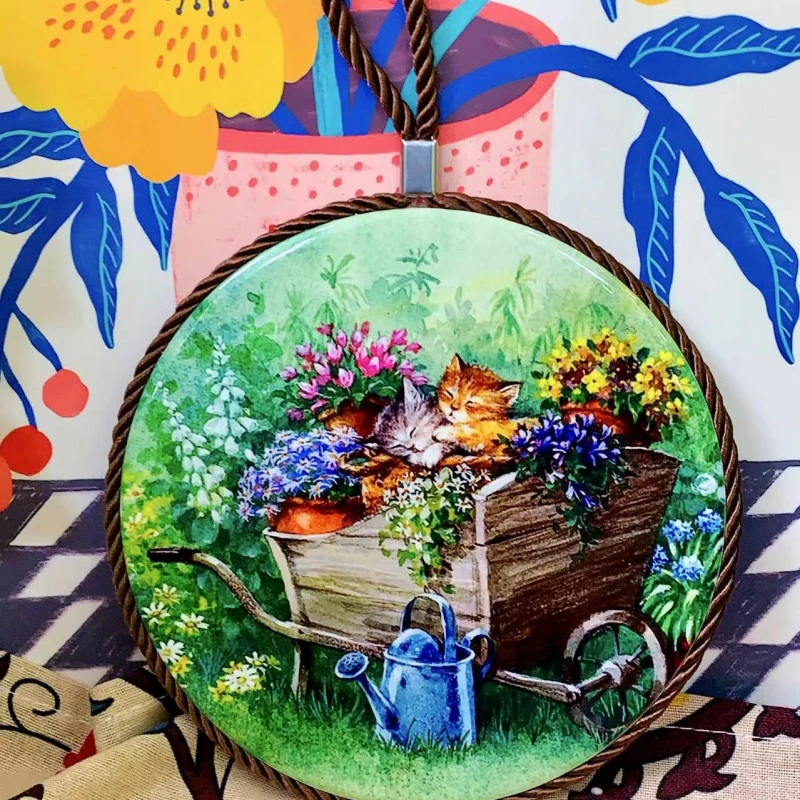 1168手绘陶瓷隔热垫-可爱猫