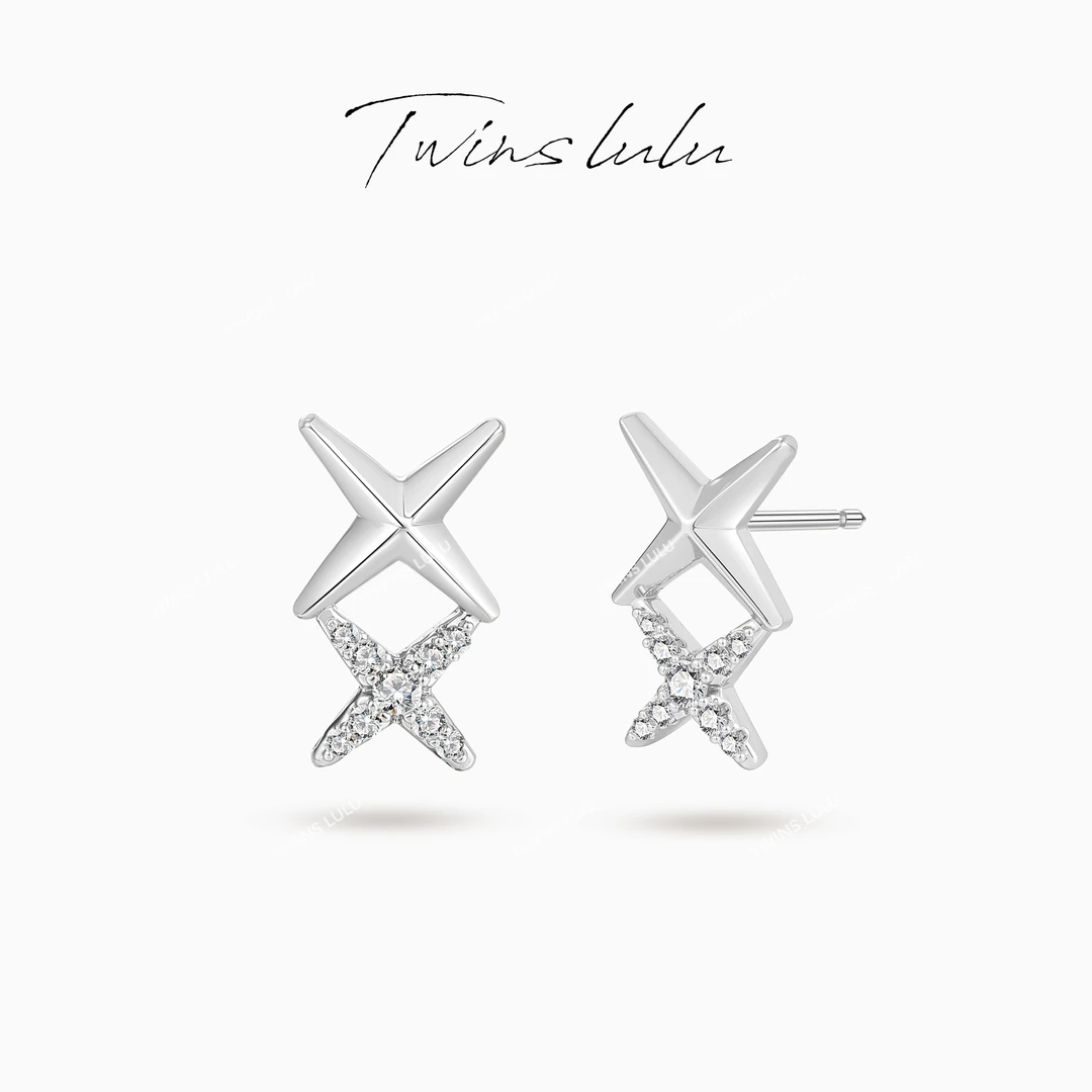 TWINS LULU流光风 秋上新 氛围感配饰小众双交叉耳环女款TSL2982