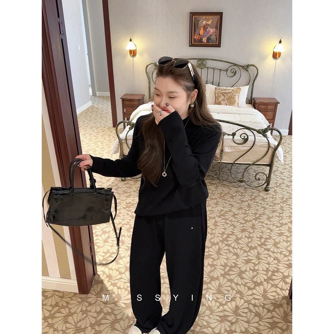 应小姐【叠穿王】微胖大码秋款韩系时尚宽松休闲简约纯色打底衫