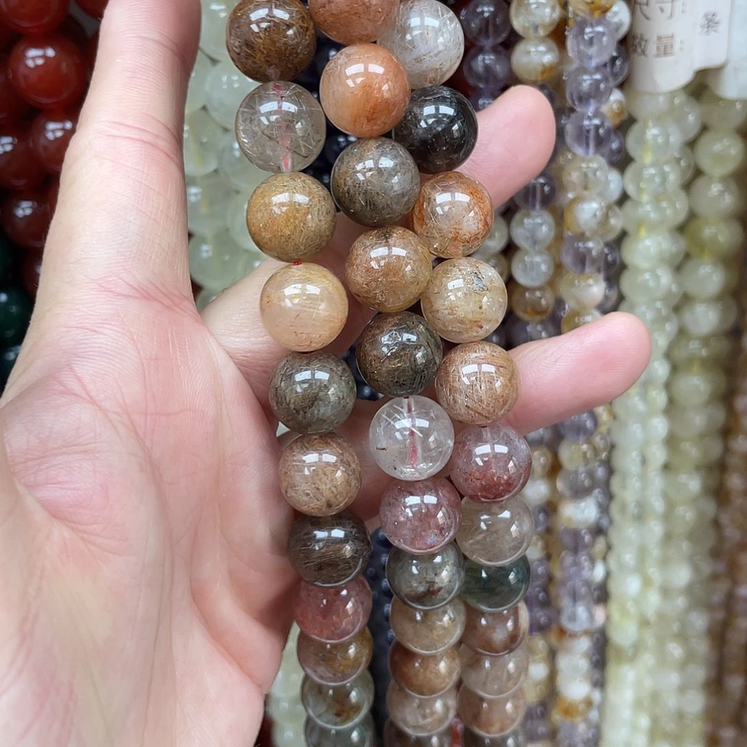 玛瑙/玉髓未镶嵌半成品彩发晶12m散珠