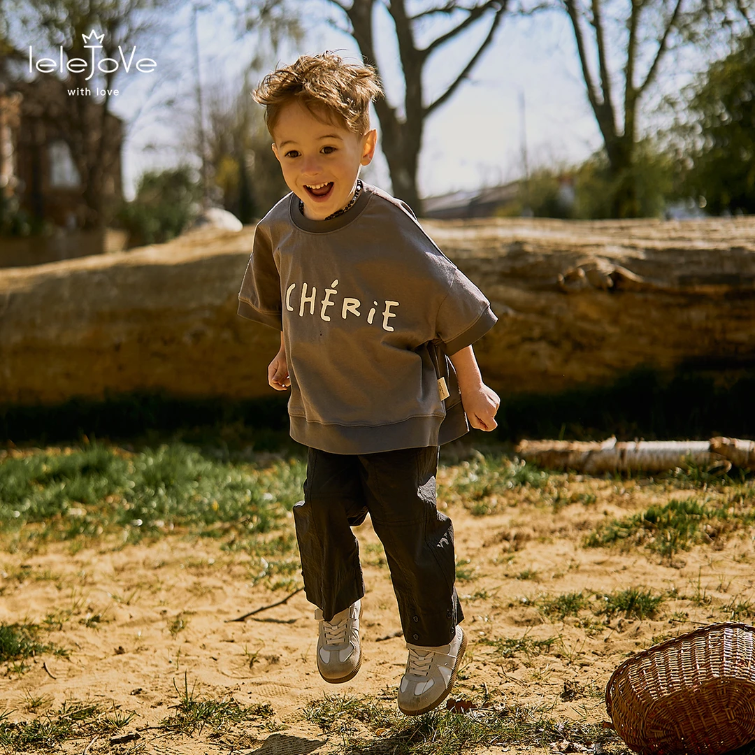 亲子款lelejove儿童字母印花短袖T恤夏季亲肤透气百搭T恤5AU33205
