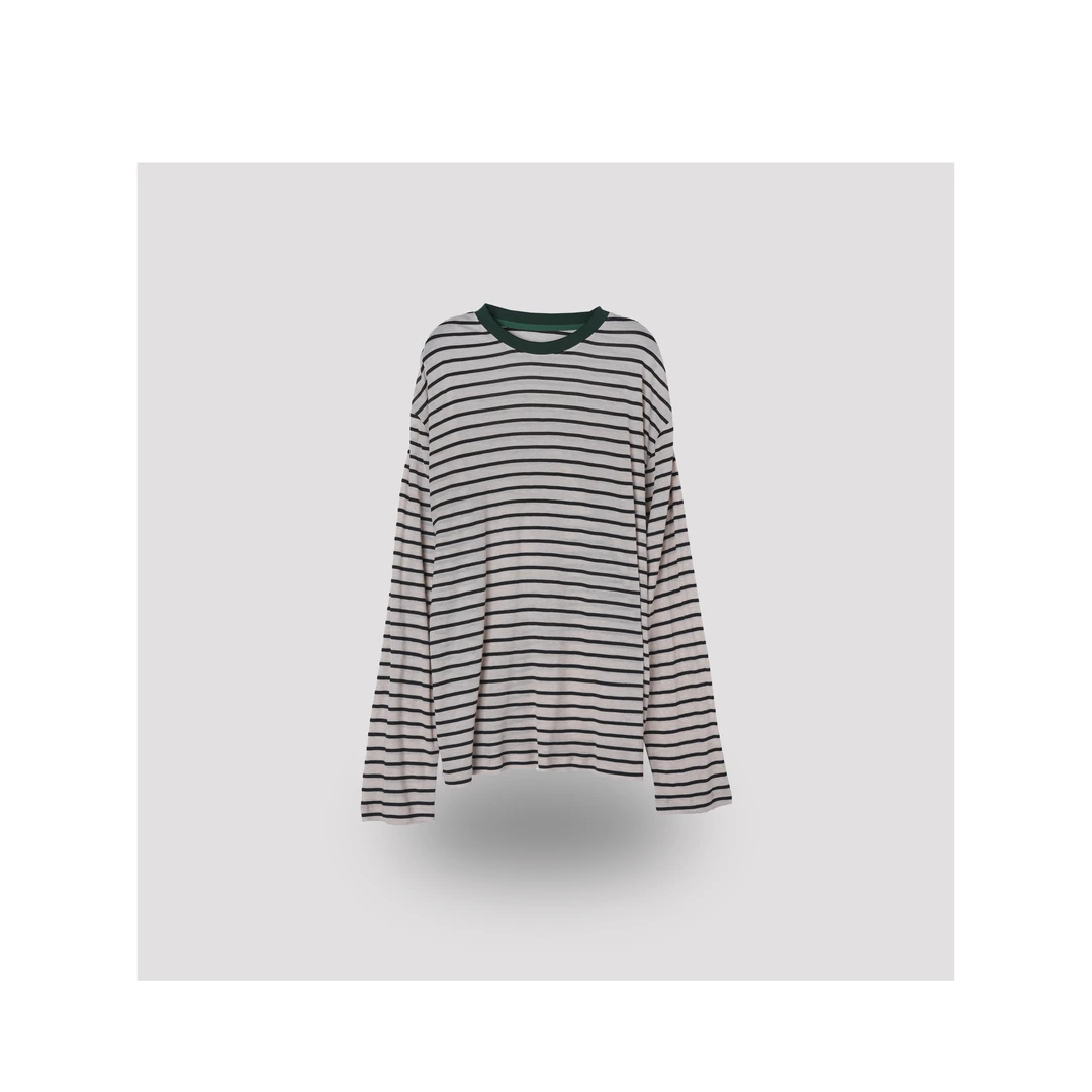 “条纹亲肤”羊毛天丝经典条纹衫长袖T恤 D5L317