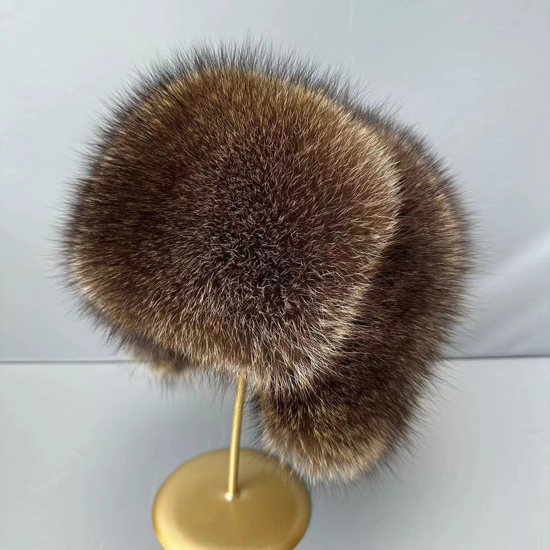 美洲貉护耳雷锋帽冬季保暖抗寒抗风爸爸款男士帽真皮真毛皮草帽子