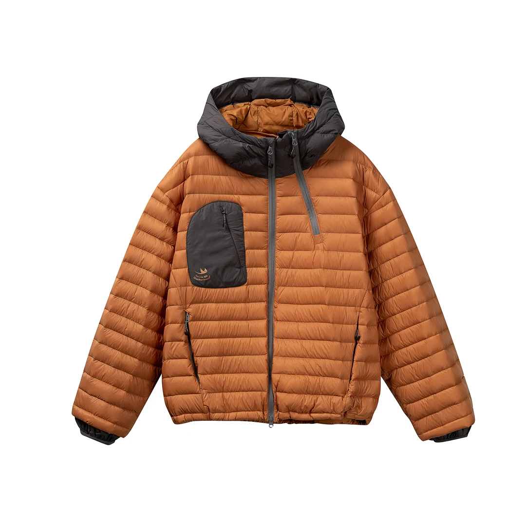 MY6807排骨羽绒服撞色男女同款梭织连帽拉链保暖冬季轻薄户外短款