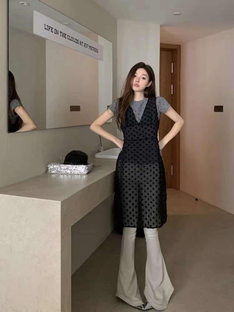 【P•T意法-画树】NN1177-时尚女装蕾丝吊带裙高腰气质